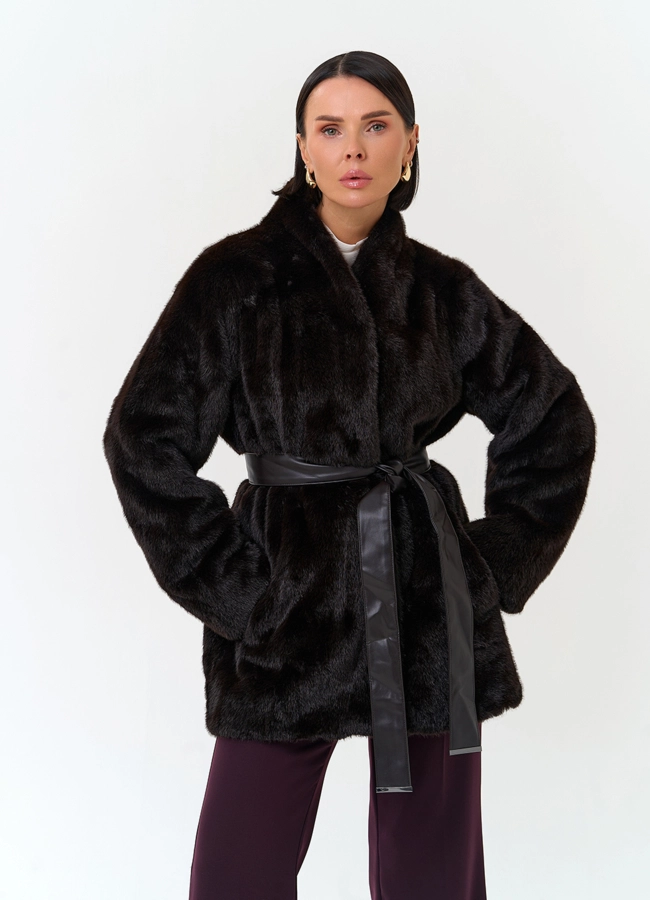 Женское пальто из эко меха модель № 33868 универмаг малина