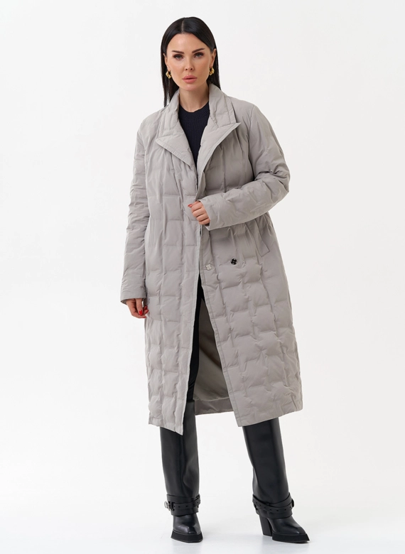 Женское утепленное пальто с английским воротником фото