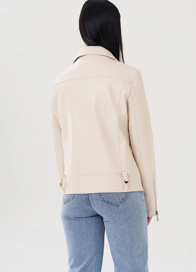 Светлая куртка косуха из эко кожи модель № 24218 универмаг малина