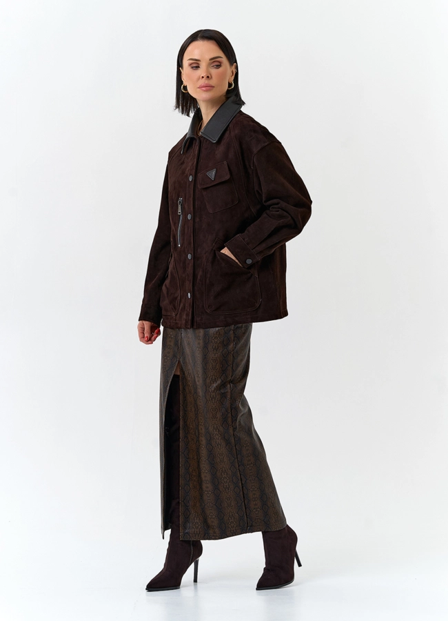 Женская куртка из натуральной замши модель № 32526 универмаг малина