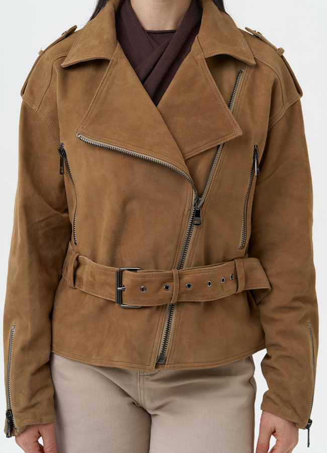 Куртка женская из натуральной замши с поясом модель № 30364 универмаг малина