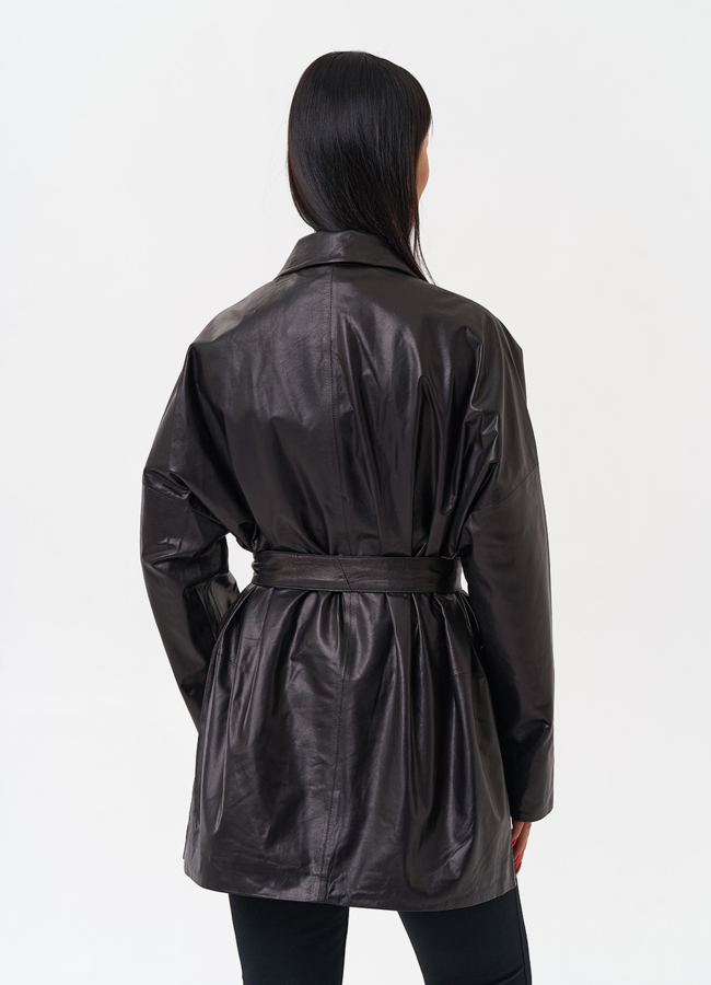 Жакет удлиненный из натуральной кожи модель № 29908 в кредит