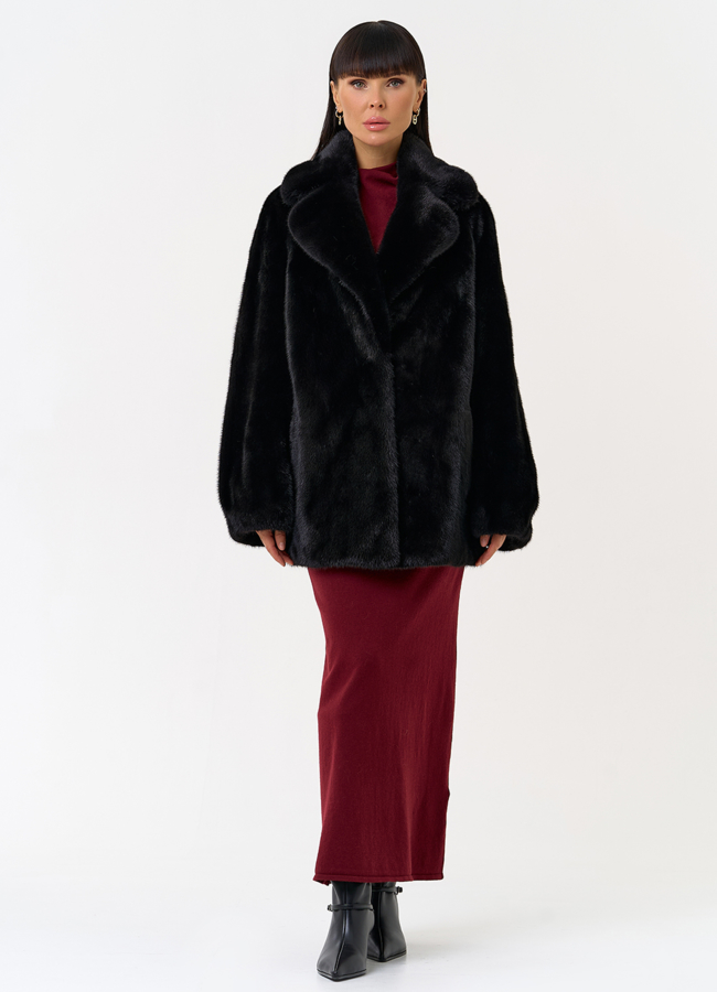 Женская шуба из скандинавской норки с английским воротником модель № 31637 в рассрочку