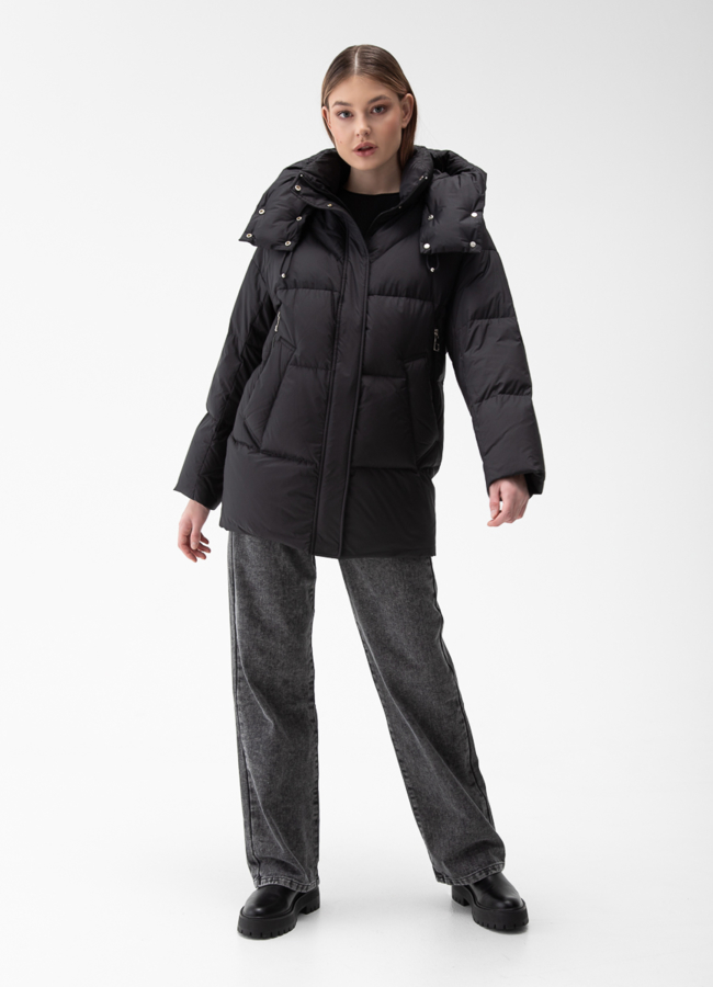 фото Женский пуховик с капюшоном  модель № 28385