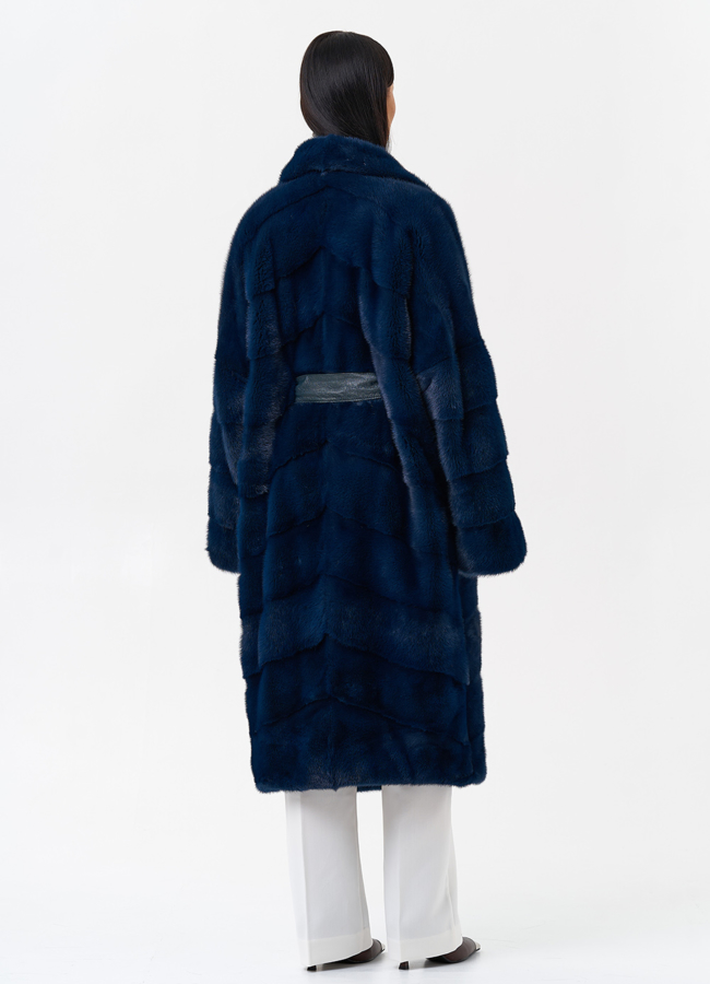 фото Длинная шуба с английским воротником модель № 26644