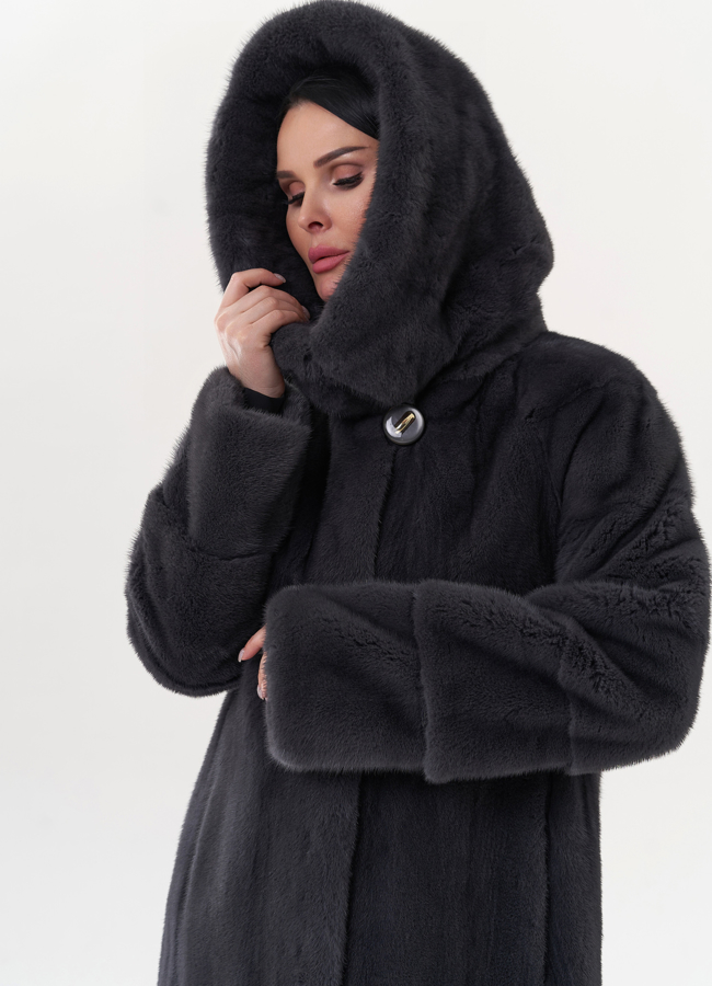 Шуба из норки в цвете графит модель № 24812 универмаг малина