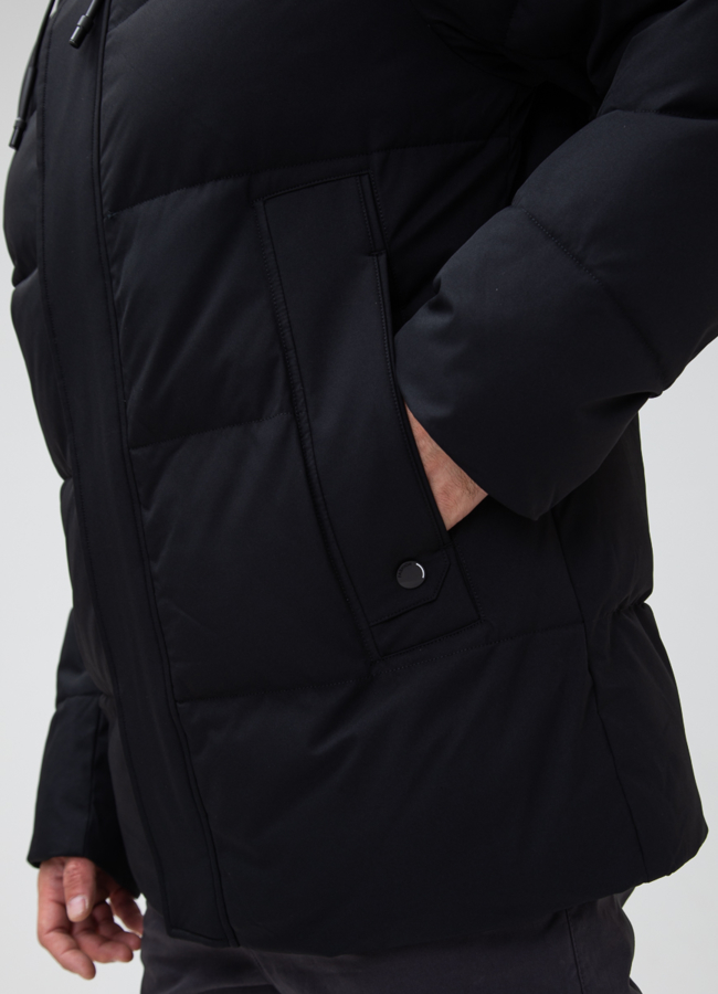 Мужской пуховик с капюшоном  модель № 27995 универмаг малина