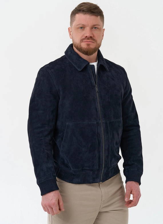 Мужская куртка бомбер из натуральной замши