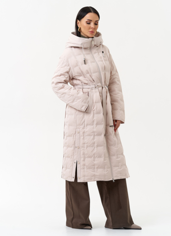 Женское утепленное пальто с капюшоном