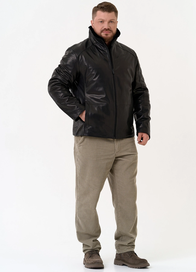 фото Мужская дубленка черного цвета модель № 31778
