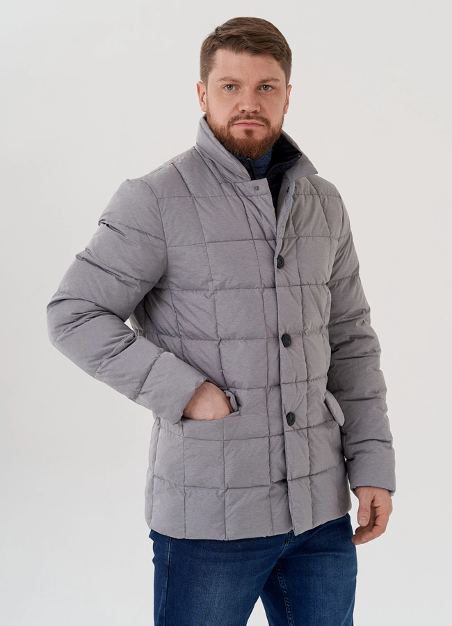 Мужская куртка серого цвета  модель № 23764 в рассрочку