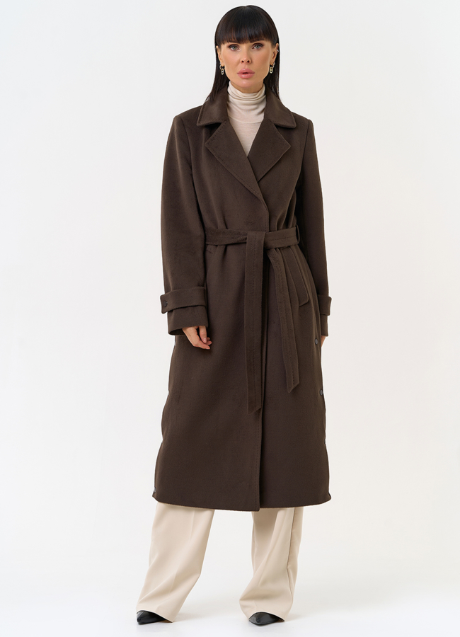 Женское пальто с английским воротником модель № 31559 меха малина