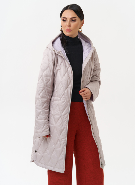 Женское утепленное полупальто с капюшоном